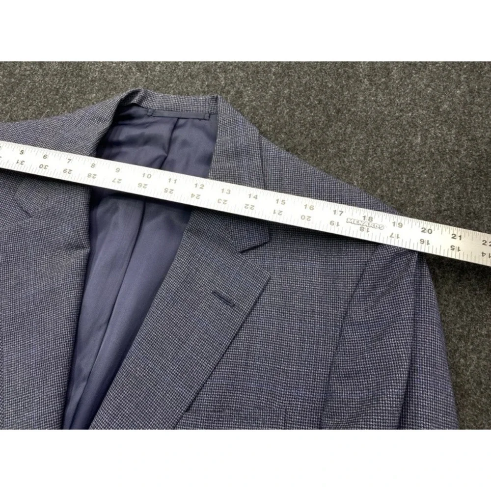 Walter Morton 2-Piece Suit Mens 48 Blue Grey Micro-Houndstooth Blazer Trousers
